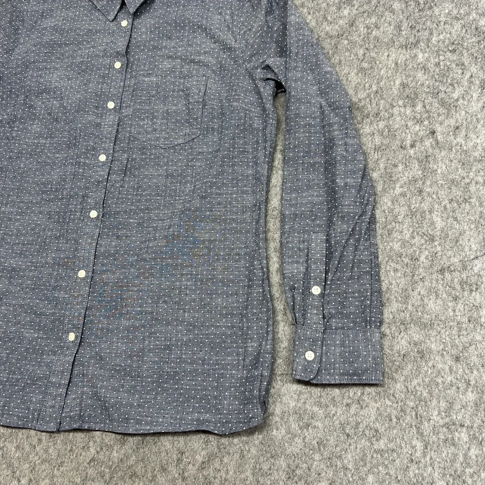 Banana Republic Shirt Mens M Blue Chambray Classic Fit Polka Dot Long‎ Sleeve